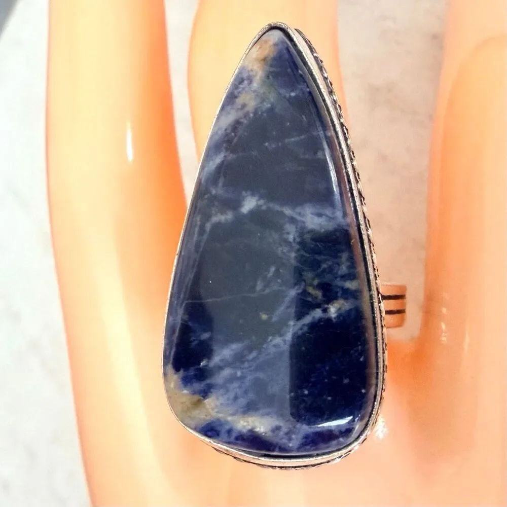 Sodalite Teardrop Statement Ring